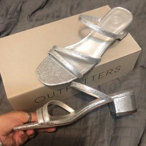Strapped silver mule sandal